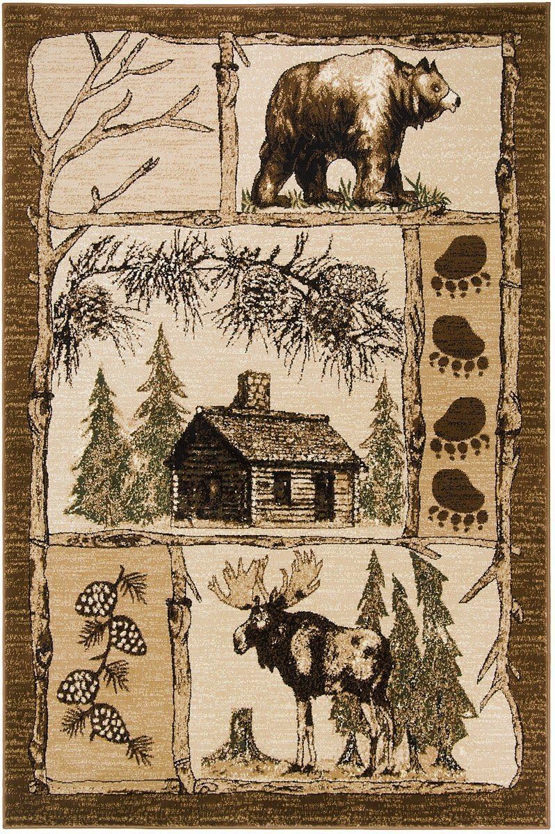 PRO RUGS RUSTIC LODGE ELK MOOSE BEAR ELK CABIN AREA RUG (3