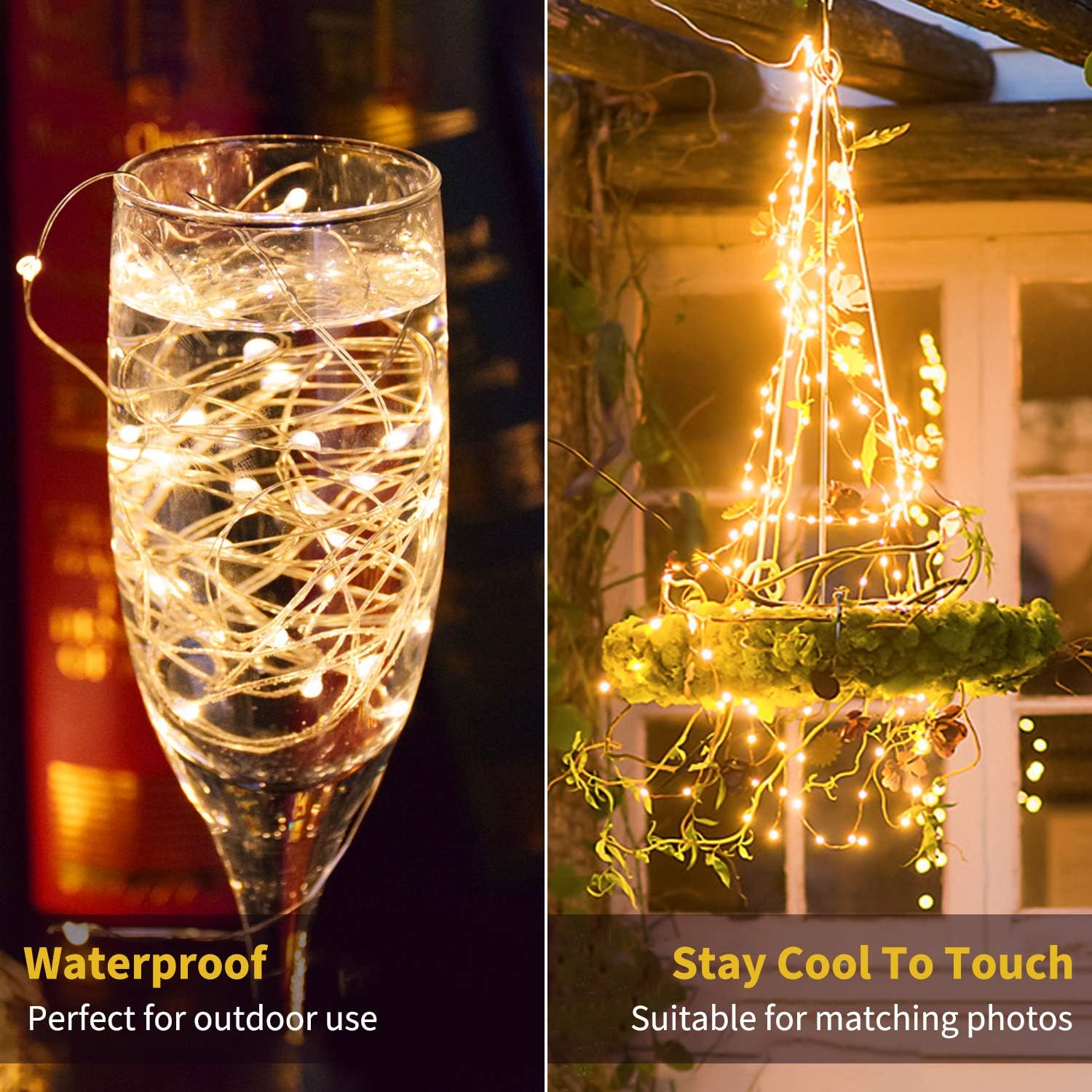 USB Fairy String Lights with Remote & Power Adapter, 66Ft 200 LED Firefly Lights for Bedroom Wall Ceiling Christmas Tree Wreath Craft Wedding Party Decoration, Warm White - - 
