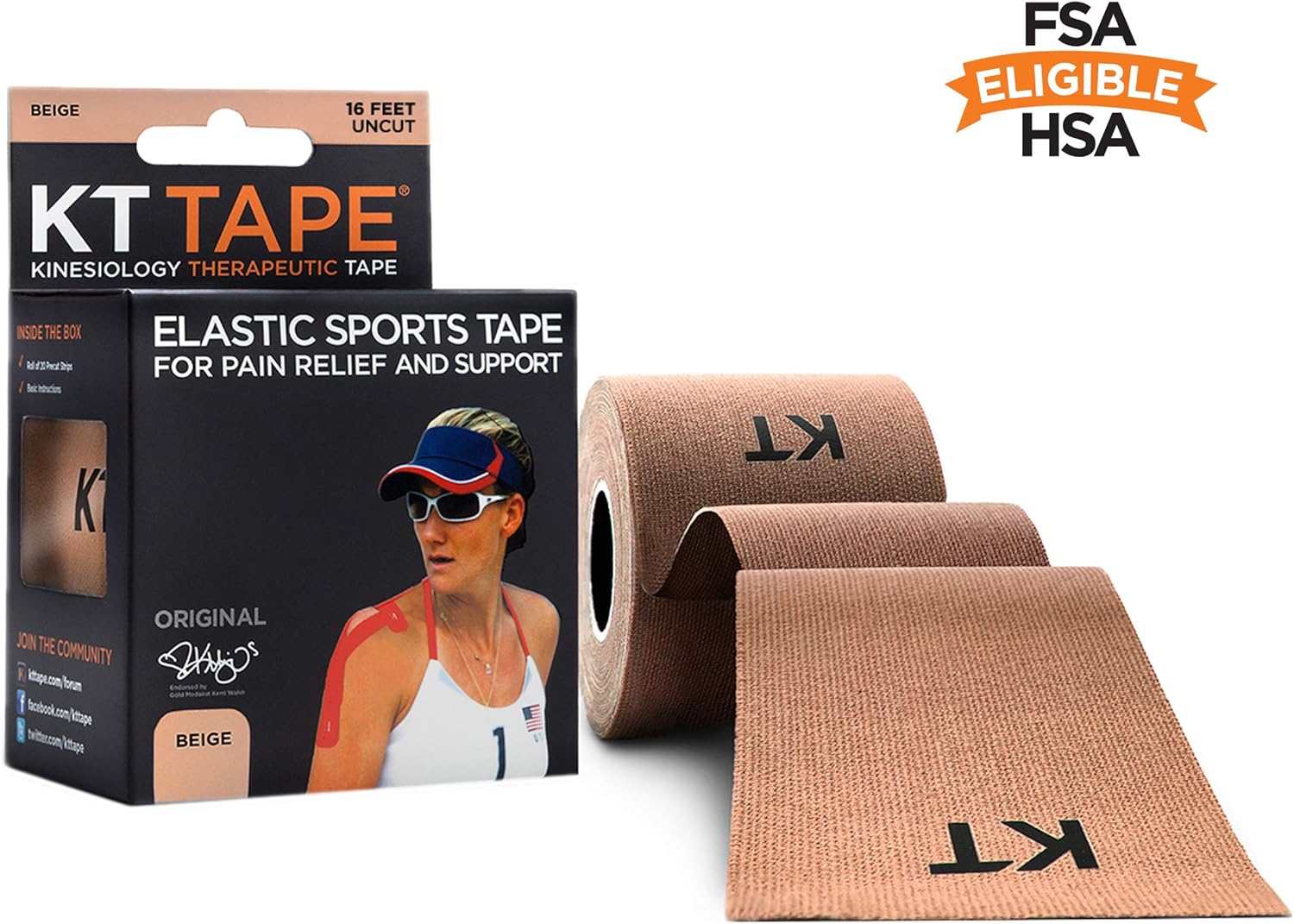 TAPE KT Original Choice Olympic & Pro Breathable, Free, Latex Beige, Roll, Uncut Ft 16 Tape