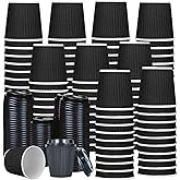 Sidkuct 100 Set Espresso Cups, 4oz Disposable Espresso Shot Cups with Lids, Black Ripple Corrugated Paper Cups, Paper Cups for Party, Hot Chocolate, Tea and Cocoa Drinks
