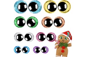 KIGEAPUEL 160PCS Large Safety Eyes for Amigurumi 3D Glitter Crochet Doll with Washers for DIY Puppets Bear Crafts Animals Amigurumi Making Supplies(12-18mm)