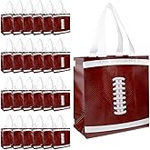 24Pcs Football Goodie Bags with Handles Non-Woven, Football Gift Bags Party Favor Paper Bag 7.8 x 7.8 Inch for Birthdays Snack Paper Party Bag for Team Treat Snacks Sports Decorations Supplies Gifts
