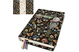 QRZIQRZ Butterfly Mushroom Book Cover for Hardcover Paperback,Adjustable Soft Canvas Fabric Book Protector with Pocket Bookmark,Double Side Floral Print Book Dust Jacket Covers for Book Lovers Gift