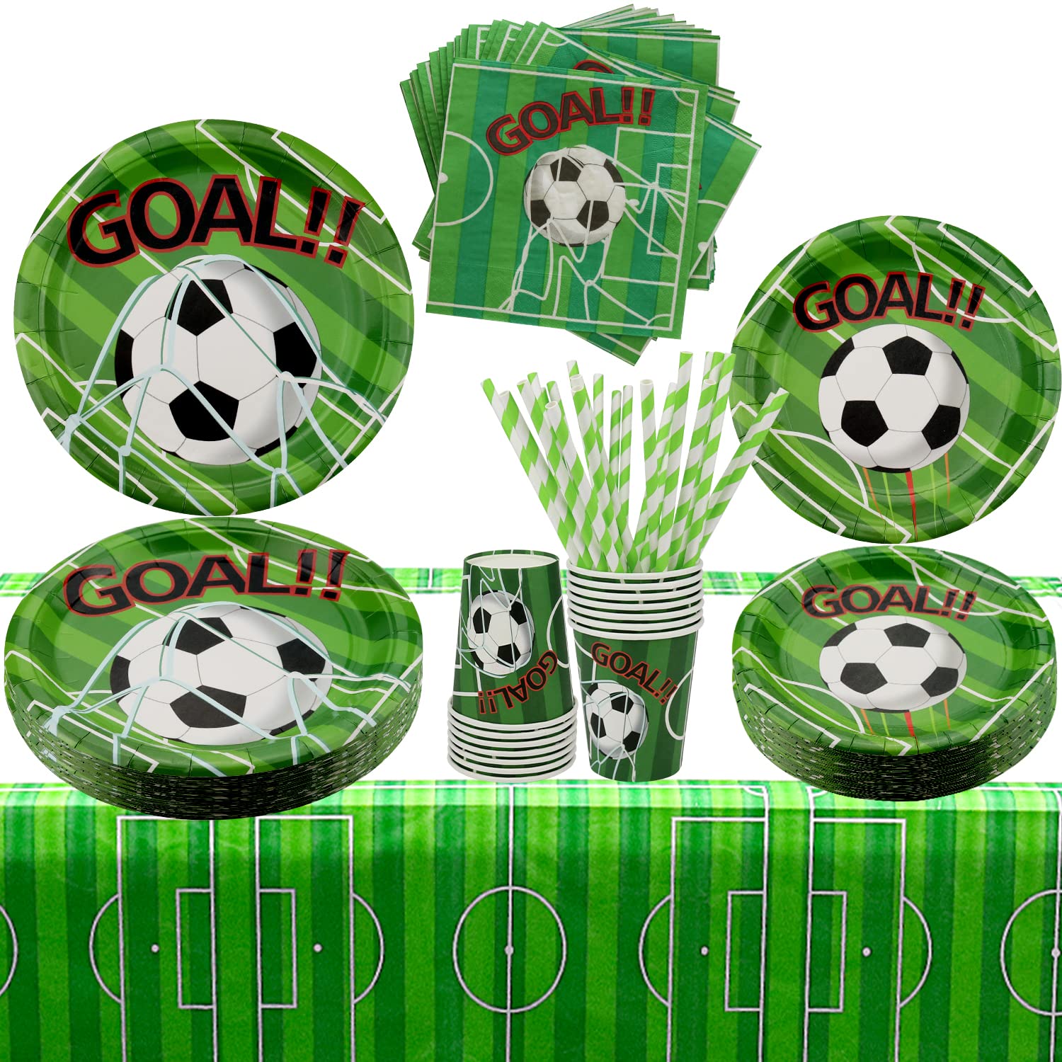 Football Party Decorations Supplies, Including Dinner Plates, Dessert Plates, Cups, Napkins, Tablecloth, Straws, for Football Birthday Party Supplies Serves 40 (40 Guest)