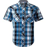 Men's Western Snap Casual Shirt Two Pocket Short Sleeve Shirt