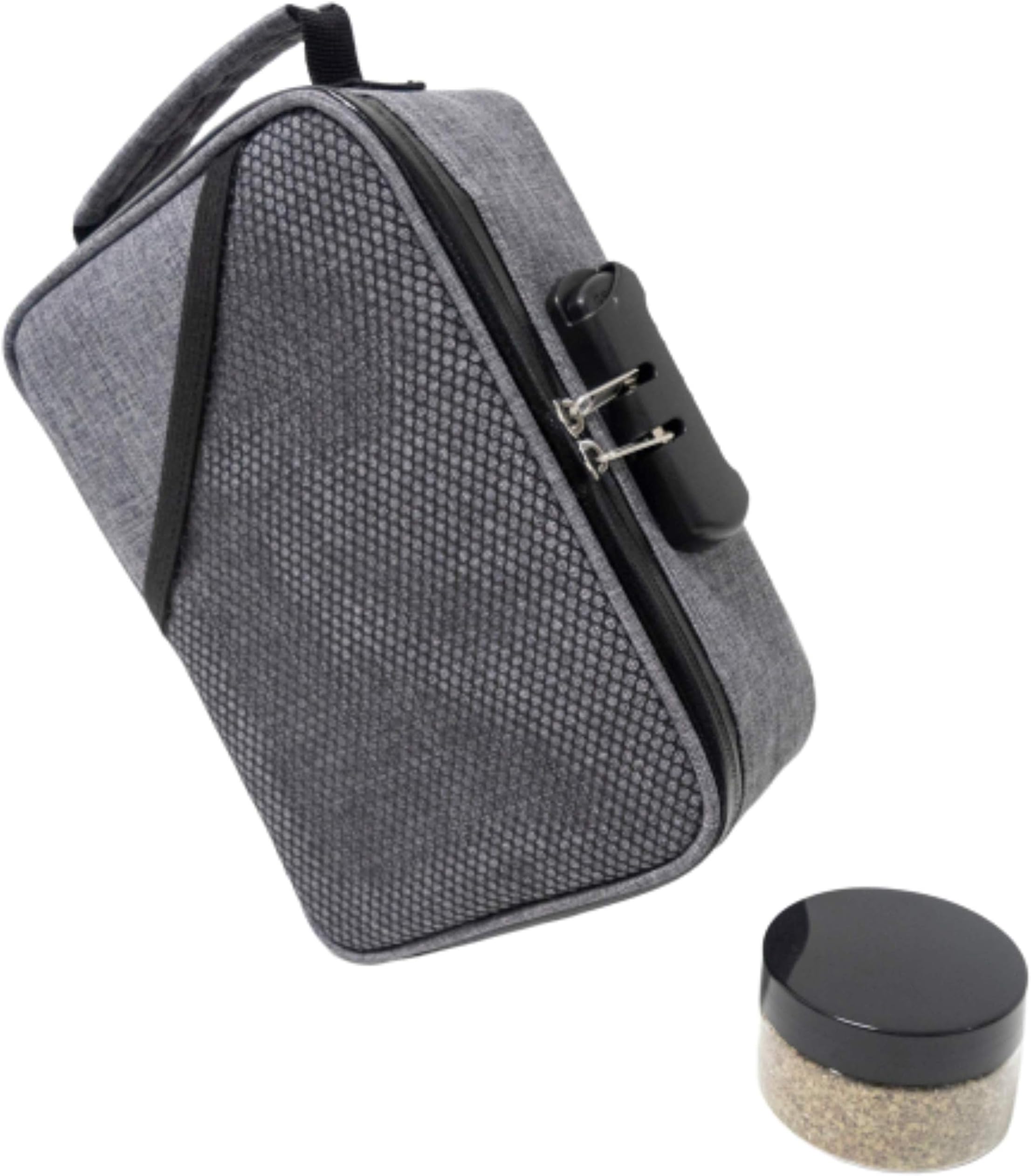 Hydroflyy Smell Proof Bag for Weed - Combo Lock and Large Storage Capacity + Bonus Container Alright Jar (Gray)
