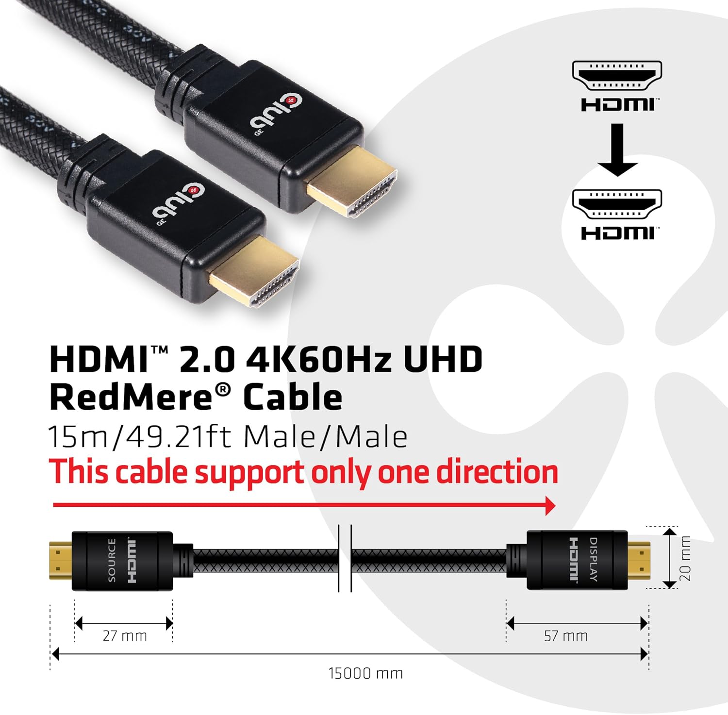 Club 3D Premium High Speed HDMI 2.0 Black, 15.00 m - Image 5