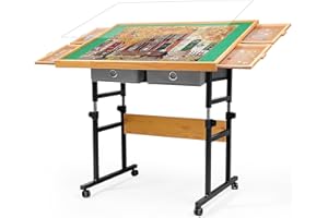 BuilderButler 1500 Pieces Puzzle Table with Wheels, with Drawers and Cover, 34.25" x 25.2" Adjustable Height & 45° Tilting, Puzzle Board for Adults