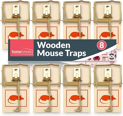SOL 8pk Wooden Mouse Traps Durable Reusable Snap Traps for Indoor Use