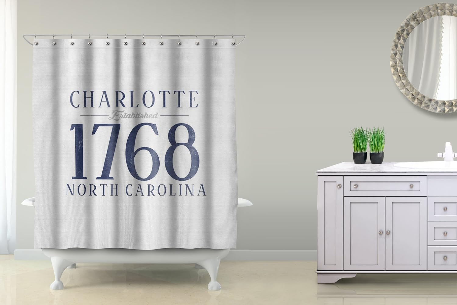 Charlotte North Carolina Established Date Blue 71x74