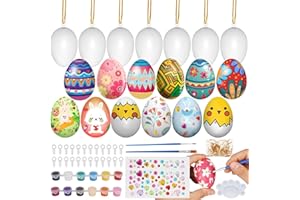 Js2U ZW Easter Egg Painting Kit-Paintable Easter Eggs with Rope for DIY Easter Crafts for Kids, Easter Egg Painting Kit for Easter Basket Stuffers Fillers Easter Decorations Kids Easter Gifts