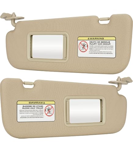 CRAZYPARTS Passenger Side Sun Visor For 2007-2010 Hyundai Elantra - Right Side Gray Visor With Light (Replaces #85202-2H110-8M)