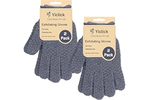 Yiclick Heavy Exfoliating Gloves, Exfoliating Body Scrubber for Bath Shower Exfoliation, Body Scrub Exfoliator for Dead Skin Remover, Exfoliate Sponge Loofah Washcloth Mitt Men Women