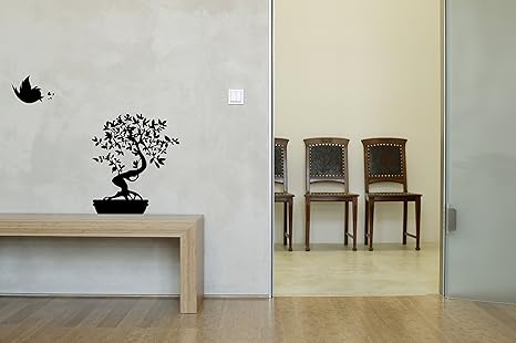 Amazon 壁ステッカー 子供部屋 リビングルーム 寝室 幼児室に使える壁タトゥー 壁デコ モダン 1 X 70 X 50cm 壁ステッカー デコ セット フィルム 黒盆栽 ウォールステッカー オンライン通販