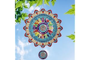 TUOKING Mandala Wind Spinners Outdoor Metal 3D Hanging Art Wind Spinner 12 Inch Stainless Steel for Yard and Garden Decoration Worth Gift for Women