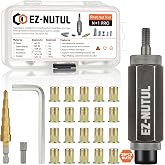 Rivet Nut Installation Tool Set Flat Head Rivnut Threaded Insert Nut Kit SAE &amp; Metric for Metal Heavy Duty Zinc Plated Nutsert (1/4-20(Rivet Nut Tool-25pcs))