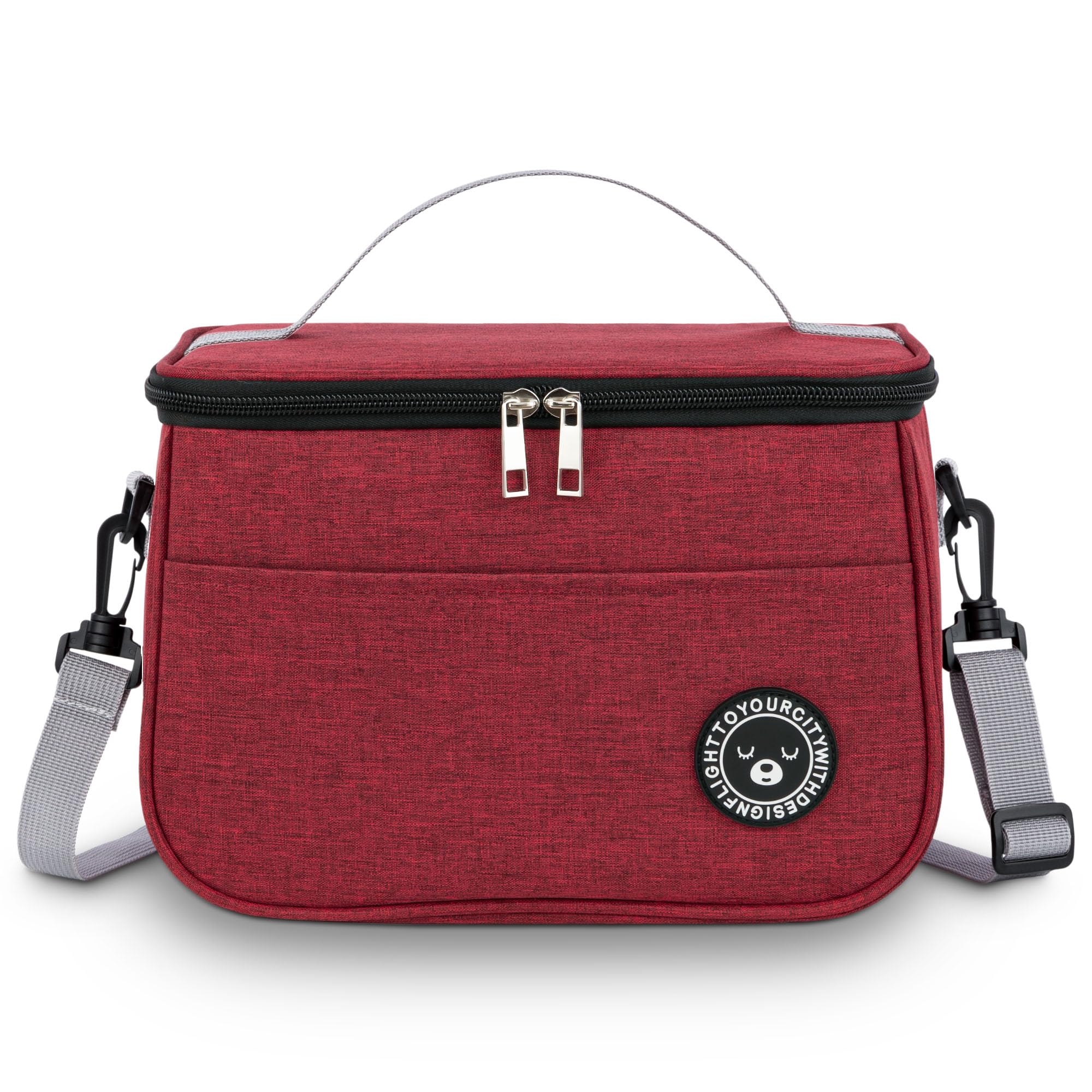 BEHONA 9L Insulated Lunch Bag for Adults, Foldable Cooler Bag with Oxford Fabric & Aluminum Foil Lining, Office Gym Commute Lunch Tote (Burgundy)