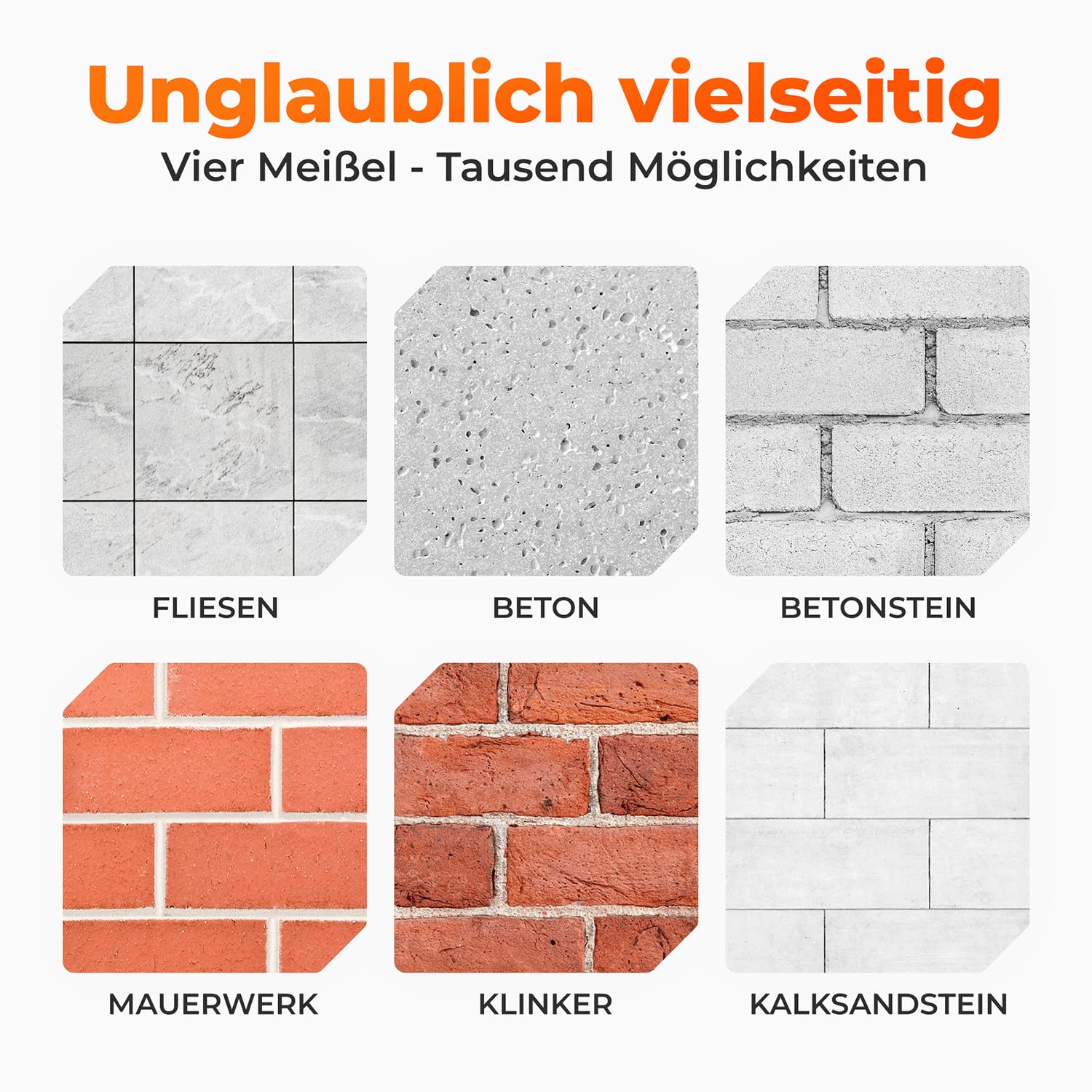 BAUBECK Meißel Set für Beton & Mauerwerk - SDS Plus - LONG LIFE [4tlg] - 250mm lang, angewinkelt und gerade - SDS Plus Meißel Set 3