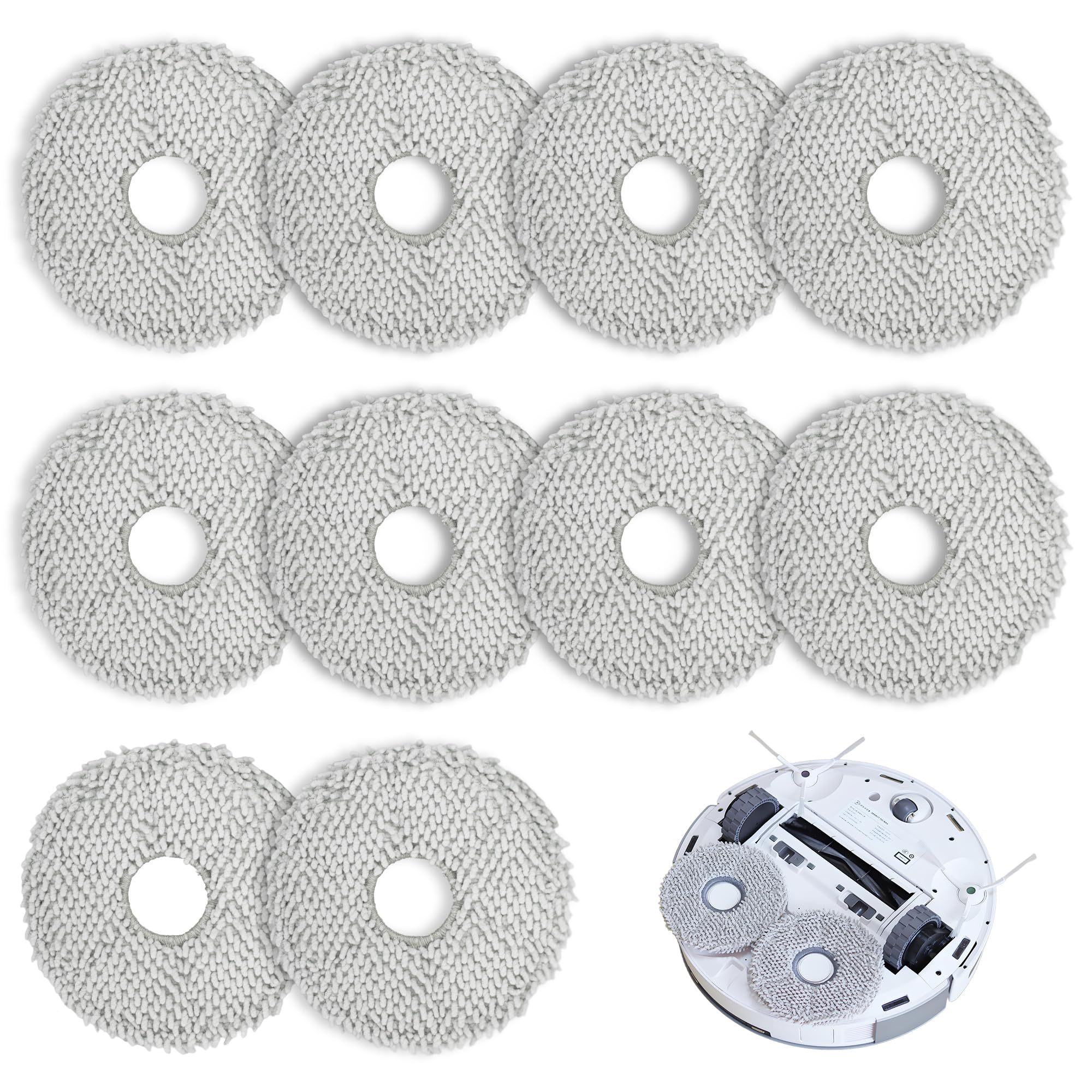 Photo 1 of 10Pcs Washable Mopping Pads, Robot Vacuum Cleaner Replacement Accessories, Compatible with Ecovacs Deebot X1 Omin, X1 Turbo, X2, X2 Omin, T10 Omin, T20 Omin,T30s, for Yeedi M12 Pro+ Vacuum Cleaner