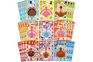 OTAITY Make a Turkey Stickers 36 PCS Thanksgiving Stickers for Kids Toddlers Make Your Own Turkey Stickers Turkey Face Stickers Thanksgiving Crafts Gifts Thanksgiving Crafts Stickers