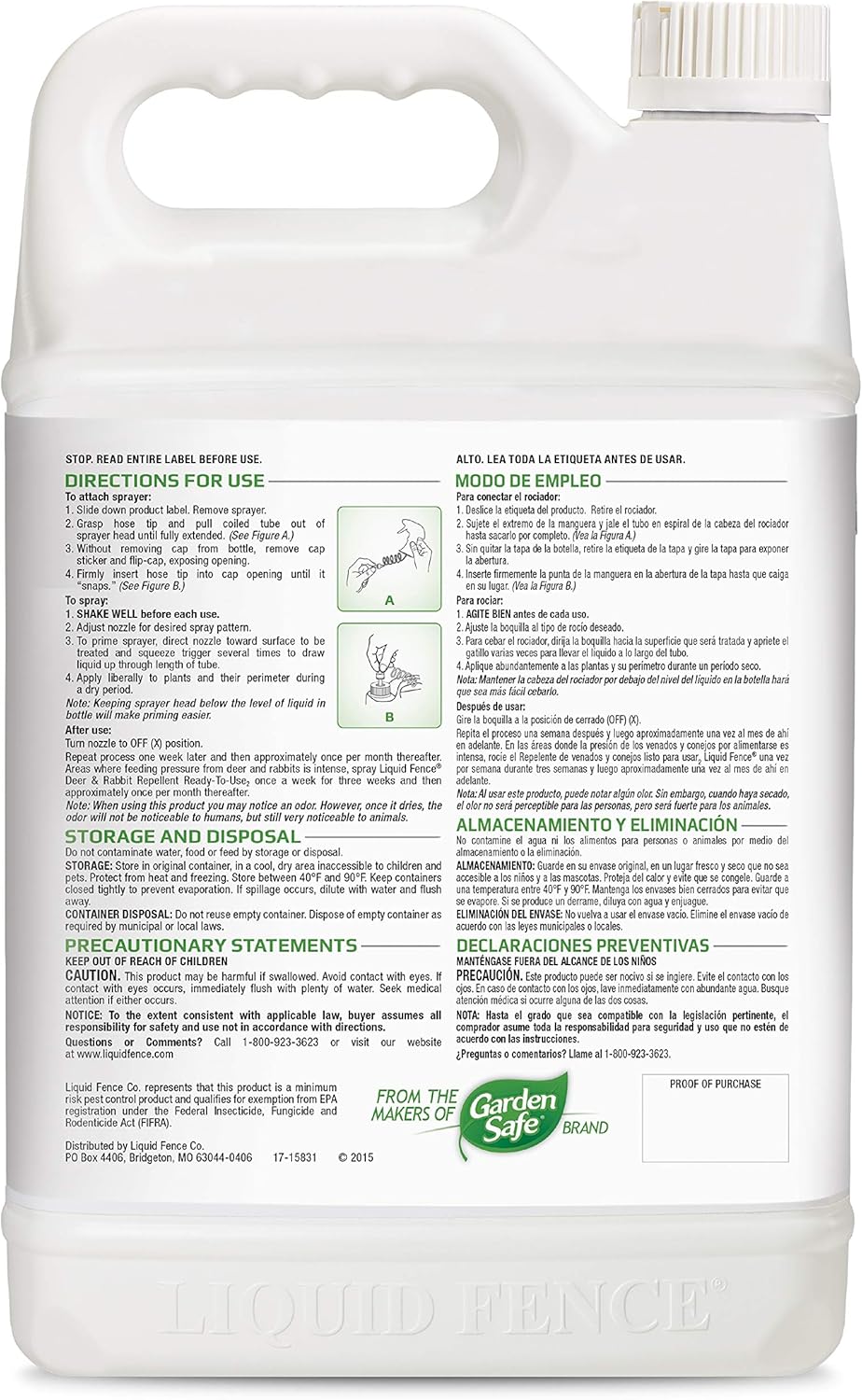 Liquid Fence Deer & Rabbit Repellent Ready-to-Use, 1-Gallon : Garden & Outdoor