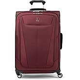 Travelpro Maxlite 5 Softside Expandable Luggage with 4 Spinner Wheels, Lightweight Suitcase, Men and Women, Burgundy, Checked-Medium 25-Inch