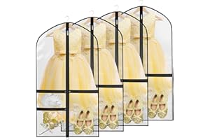 Zilink Clear Kids Garment Bag for Dance 40” Dance Garment Bags for Dancers Cheer Uniform Garment Bag with 3 Clear Zipper Pock