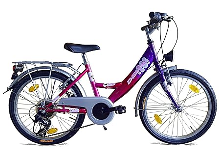 Mädchenfahrrad neu 20 Zoll Fahrrad Kinderfahrrad 6 Gang Shimano mit Beleuchtung Lila/Pink