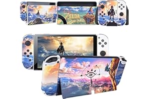 DLseego Switch OLED Skin Sticker Zelda Pattern Full Wrap Skin Protective Film Sticker Design for Switch OLED New Switch Model Joy-con Controller Skin-Deep Blue