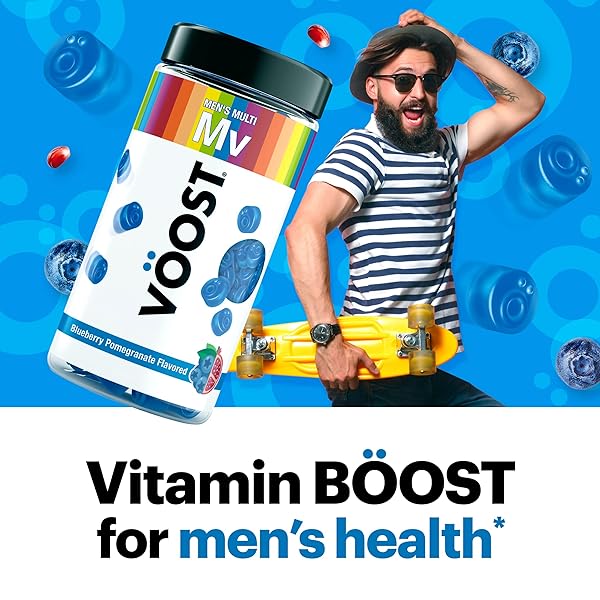 VOOST, MEN’S MULTIVITAMIN GUMMIES, SUPPLEMENT WITH VITAMIN A, B, C, D & ZINC TO SUPPORT MEN’S DAILY HEALTH*, MEN’S CHEWABLE VITAMIN, BLUEBERRY POMEGRANATE FLAVORED, 30 DAY SUPPLY – 90 COUNT
