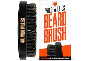Wild Willies Natural Boar Bristle Brush for Hair & Beard - Multipurpose Boar Bristle Hair Brush for Grooming Slick Back Hair, Beard, and Mustache - Travel Size Beard & Hair Brush for Men