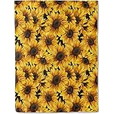 Sunflower Blanket Plush Flannel Throw Blanket - Ultra Soft & Warm, Comfy & Lightweight - Perfect for Couch, Travel, Bedroom, Bed, Living Room - Cozy, Fuzzy Gift 50in×60in