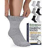 Pembrook Bamboo Viscose Diabetic Socks for Women & Men - 6 Pairs Ankle Socks for Swollen Feet | Neuropathy Socks