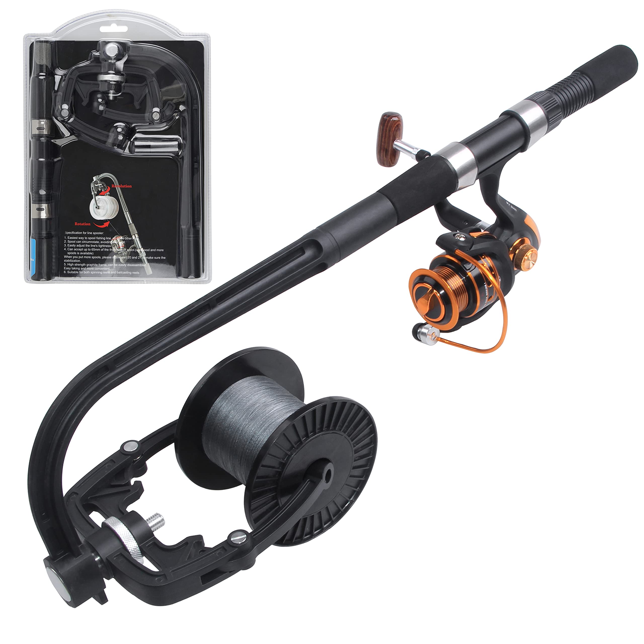 SHADDOCK Fishing Line Winder Spooler Portable Fishing Reel Winder Spooling Station System - Baitcasting Reel Line Winder Spooling Accessories