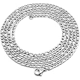 VENICEBEE® Best Long Stainless Steel Chain Medical Grade 316L Surgical Metal ID Figaro Link Necklace 30" INCHES 3MM Wide Neck Chain 30 inch + Pouch - HYPOALLERGENIC LEAD-FREE METAL