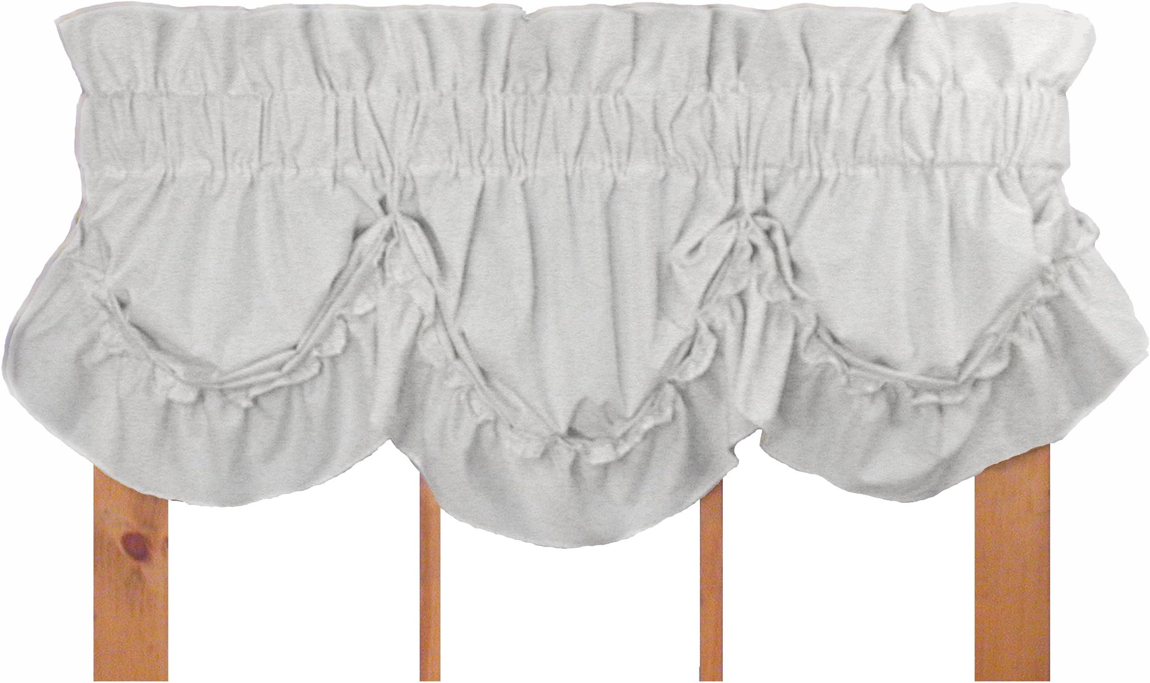 Stephanie Country Ruffle Queen Anne Valance Curtain - 3 Inch Rod Pocket, White