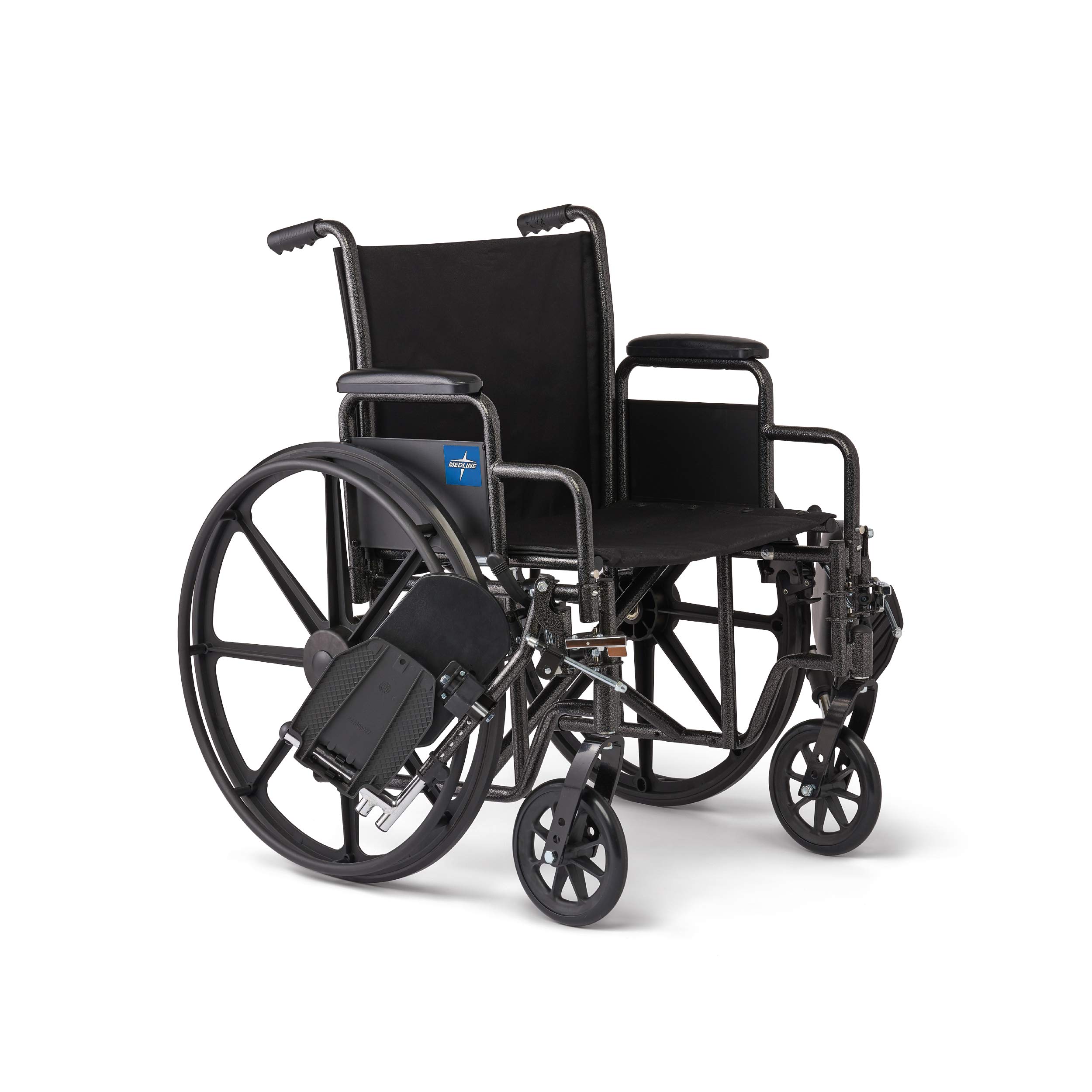 Medline Steel Wheelchair with Elevating Leg Rests, Flip-Back Desk-Length Arms, 16-Inch Wide Seat