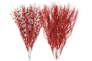 SUPREME XMAS 30 Pack Artificial Glitter Red Berry Stems Ornaments, Christmas Branches Picks Ornaments Set for Xmas Tree Sticks Decorations Gift Vase Wreath Fireplace Home Holiday Wedding Party Decor