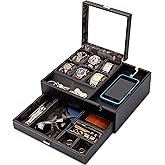 HOUNDSBAY Commander Dresser Valet Watch Box Case, Camo Gifts for Men, Mens Jewelry Box Organizer
