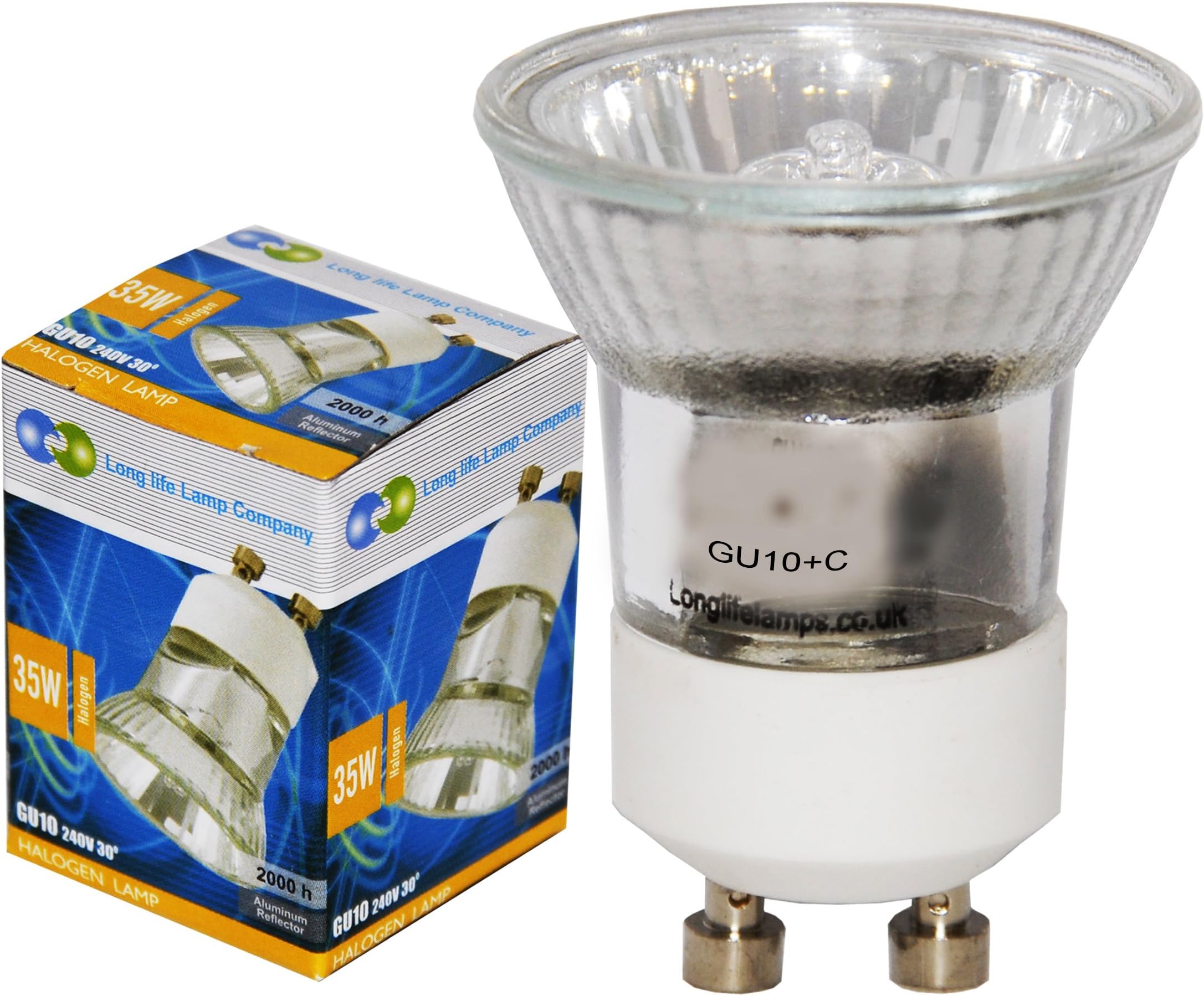 3 x Mini GU10 35w Halogen Light Bulbs Small GU10 by Long Life Lamp Company