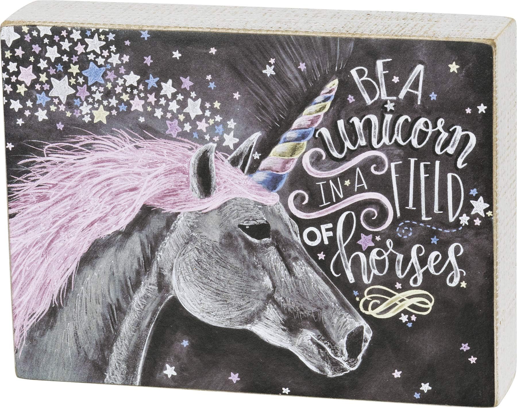 Primitives By Kathy Chalk Art Box Sign, 8 x 6-Inches, Be A Unicorn