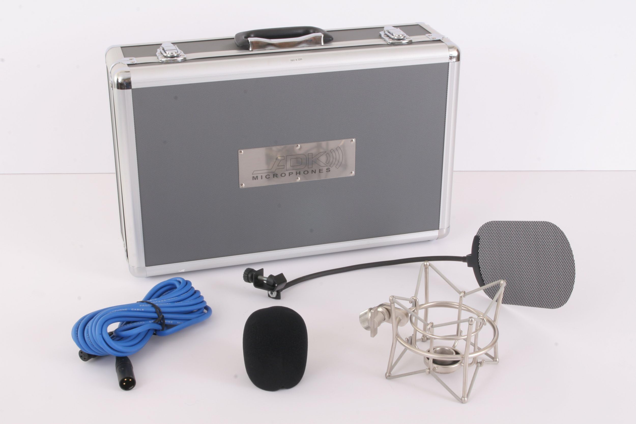 ADK Microphones Flight Case with Pop-Screen, Silver Shock Mount and Ring Mount