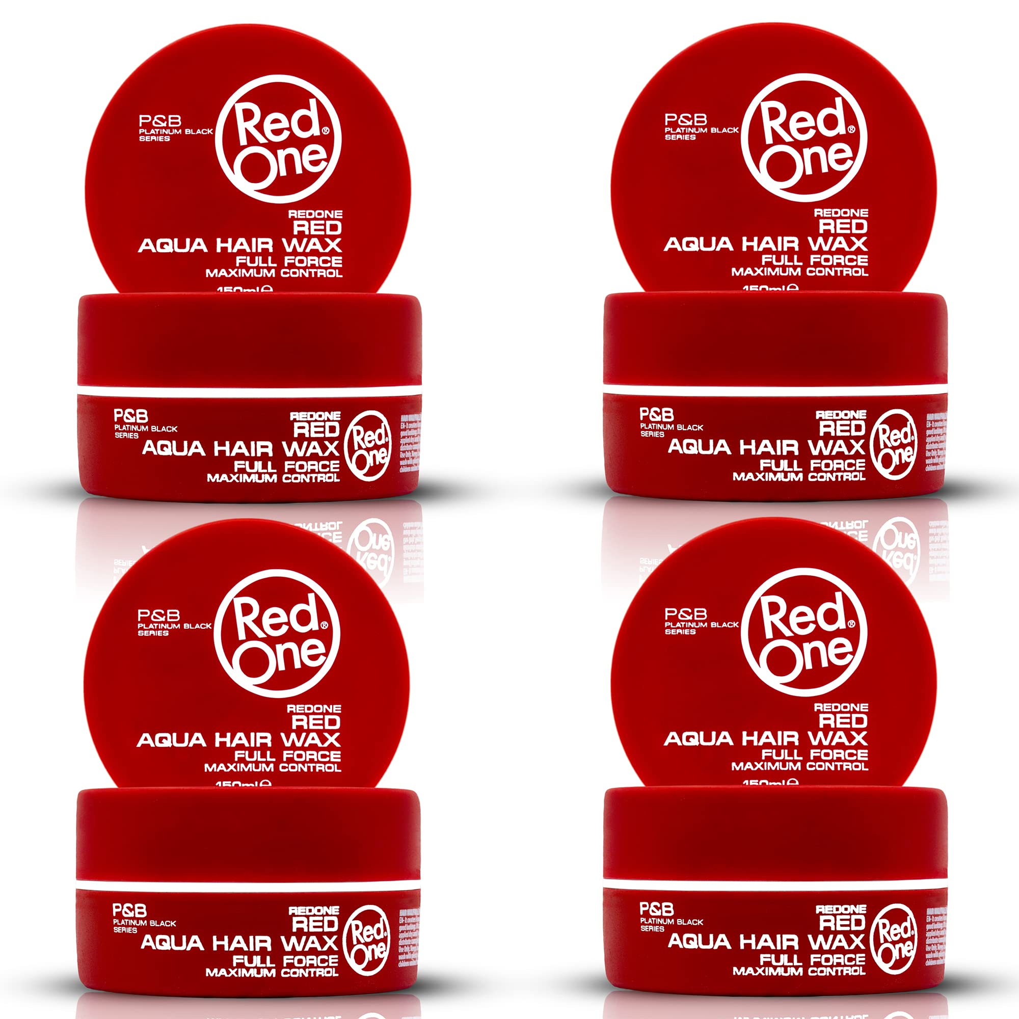 RedOne Aqua Hair Wax Red 4x150 ml | Ultra Hold Gel Wax | Strawberry Scent | Shiny Finish & Edge Control | Barber & Salon Quality | Professional Styling Wax for Men & Women | Maximum Control | 4 Pack