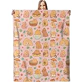 Cute Capybara Blanket, Plush Soft Lightweight Warm Cozy Flannel 60×50 inch Adorable Cartoon Animal Throw Blanket for Couch, Travel, Bed, Outdoor, Gifts for Kids Teens Women Girls