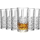 binsakao Highball Glasses - Water Glasses Set of 6-14 Ounce Collins Tall Beverage Cups Glassware for Drinks, Coctail, Water, Beer, Soda