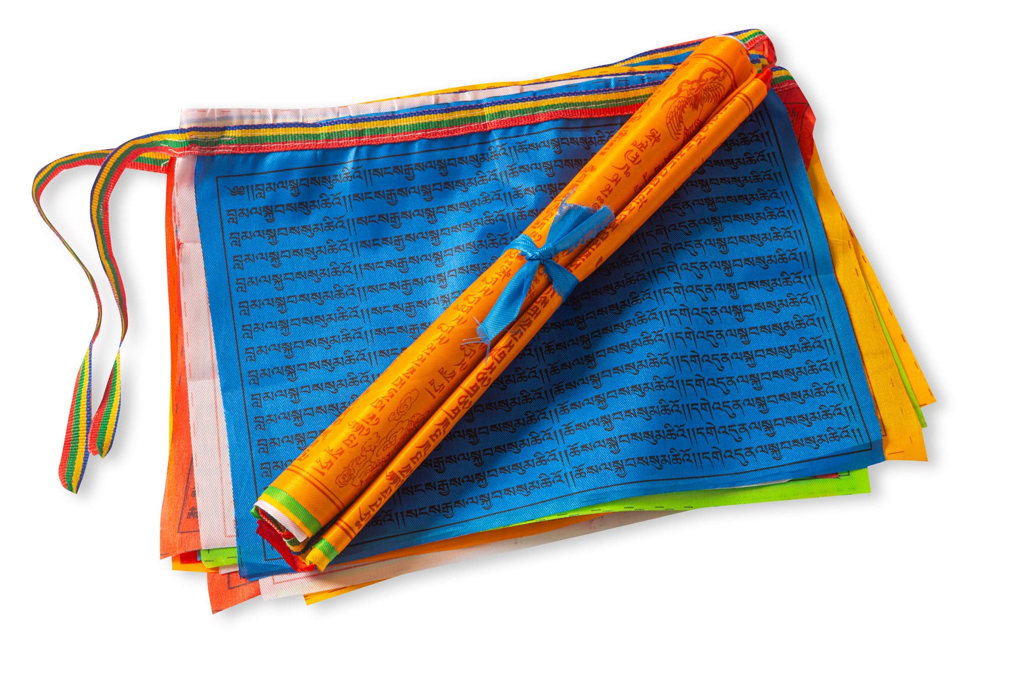 PHENO FLAGS Tibet prayer flags - 20 flags per roll - Tibetan Buddhist prayer flag for outdoor, decoration and Buddhist prayers - Nepal pennants made of shiny polyester - 7m / 23ft