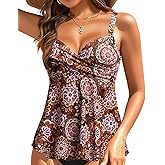 Women's Underwire Tankini Top Only- Twist V Neck Swimsuit Top Flowy Bathing Suit Top No Bottom 2025