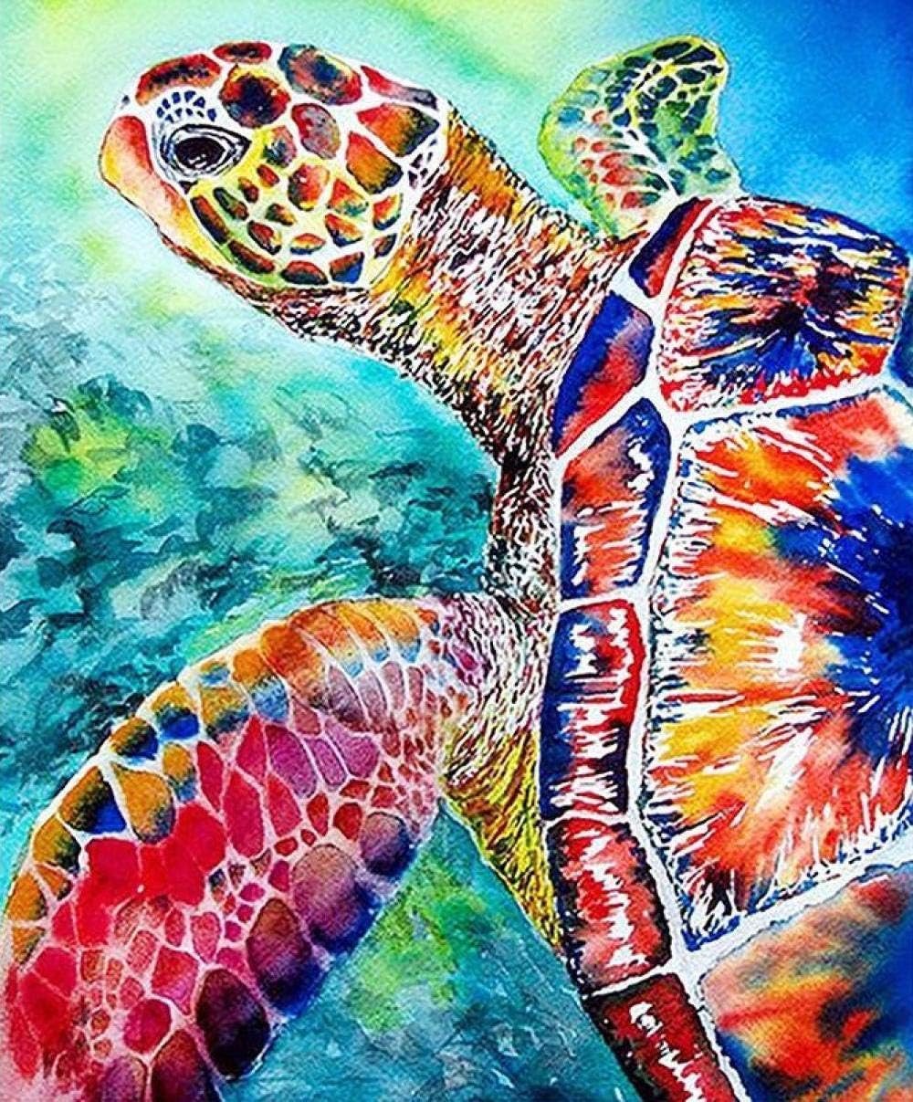 Zhonchng DIY Oil Painting Kit, Paint by Numbers Kit for Kids and Adults - Sea Turtle 16X20 Inches-Without Frame