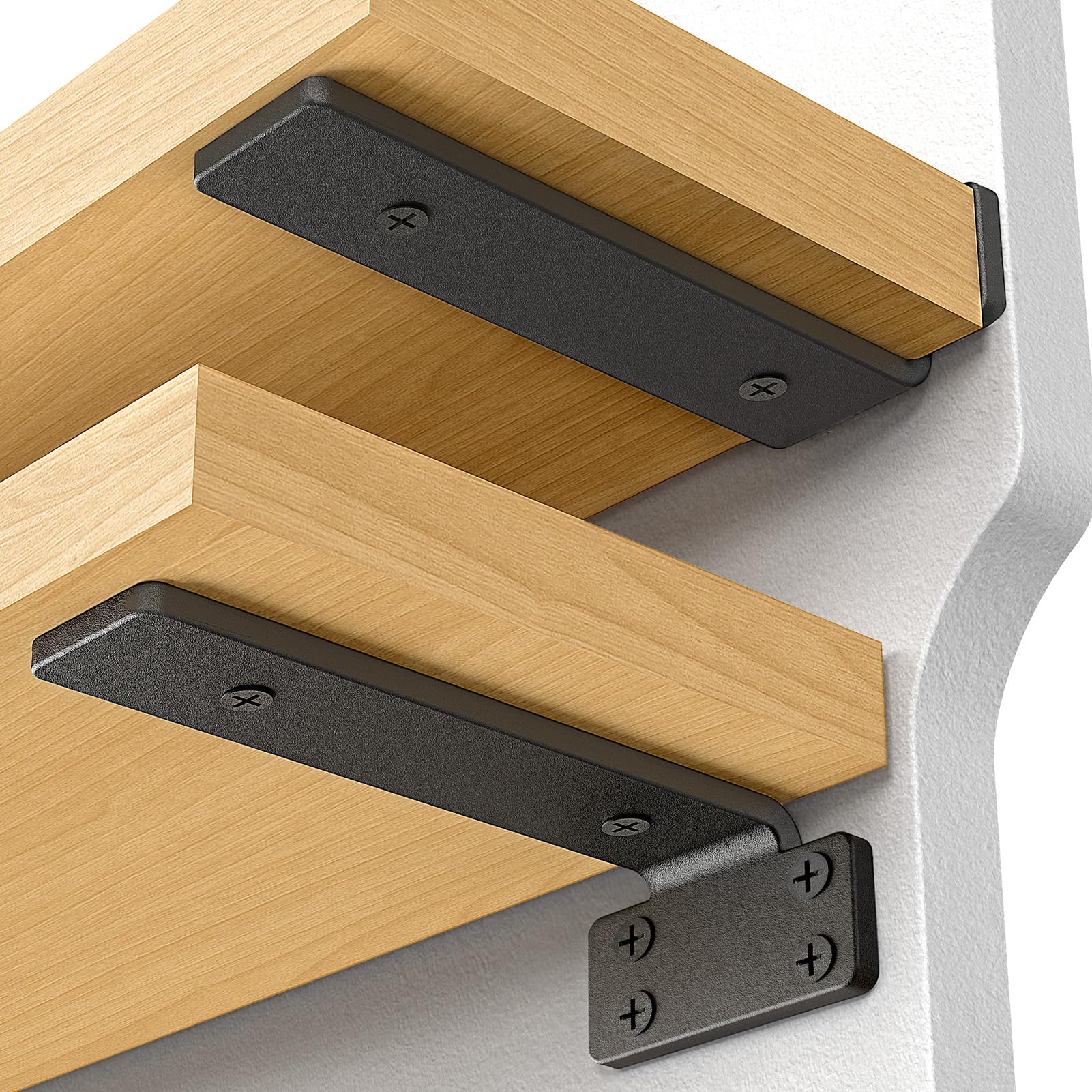 Photo 1 of VANCASTLE Shelf Bracket, Floating Shelf Bracket 6 Inch, 6 Pack Heavy Duty Shelf brackets, Metal Wall Shelf Brackets with 1/5 Inch Thick and Holds 160+lb, Brackets for Wood Shelves?Black