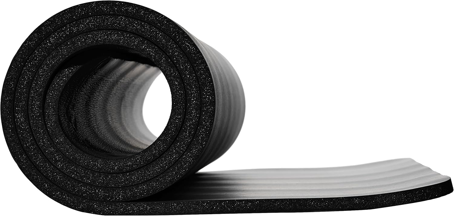 Basics Extra Thick Exercise Yoga Gym Floor Mat with Carrying Strap - 74 x 24 x .5 Inches, Black : Sports & Outdoors